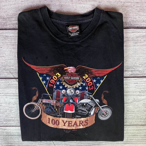 2003 Harley Davidson Motorcycles 100 Year Anniversary T-shirt - Picture 1 of 8